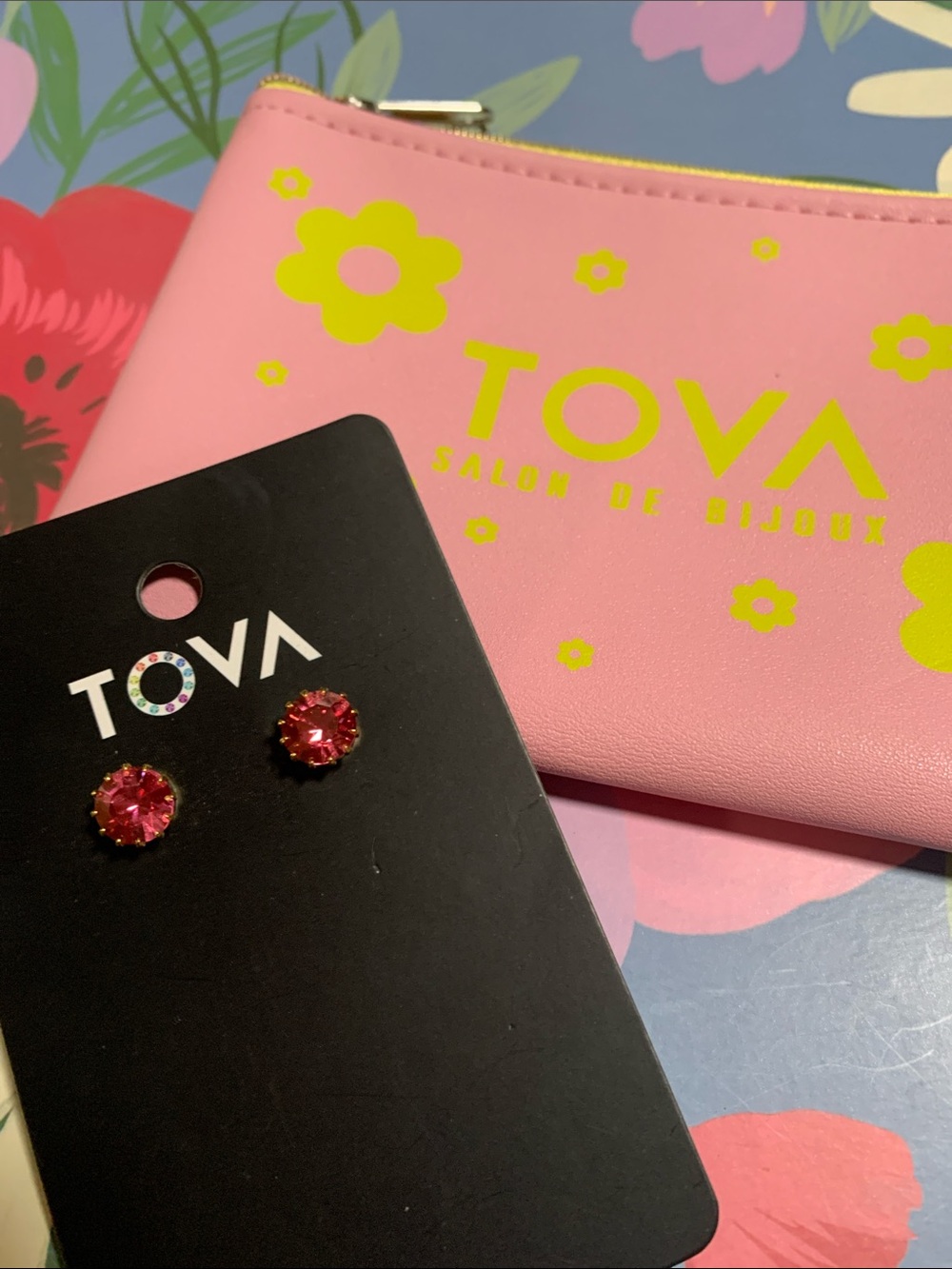 NWT TOVA CHRISLEY STUDS GOLD/ROSE CHAMPAGNE - Picture 4 of 16